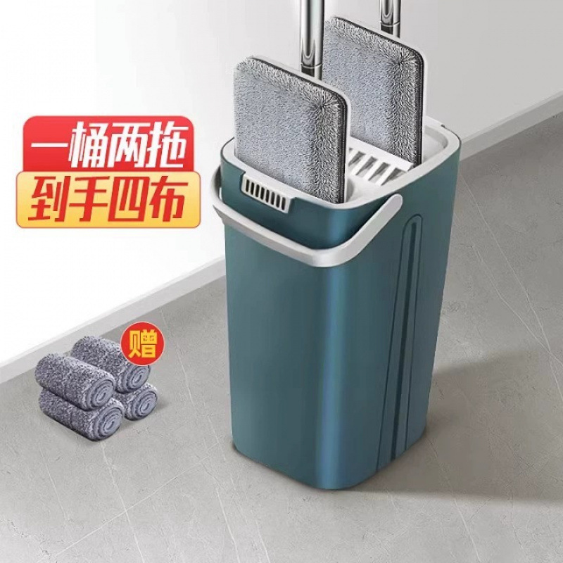 新款平板拖把家用一拖净免手洗懒人水桶一体墩布拖布拖地|undefined