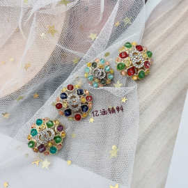 批发扣子小香风方形双圈彩钻金属纽扣衬衫大衣服饰服装装饰扣辅料