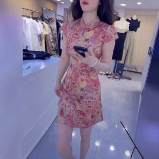 25589大愛美依緣2025夏季新款新中式盤扣修身顯瘦短袖旗袍連衣裙