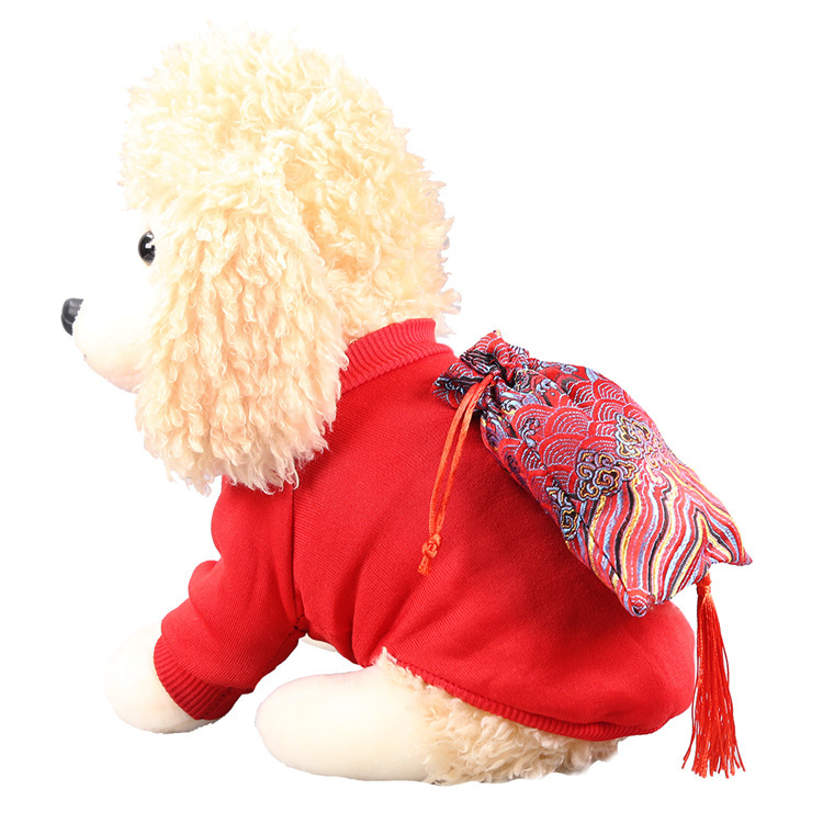 Liquidación de Año Nuevo ropa para perros gato suministros mascotas Otoño e Invierno mar ola borla suéter lana dos pies