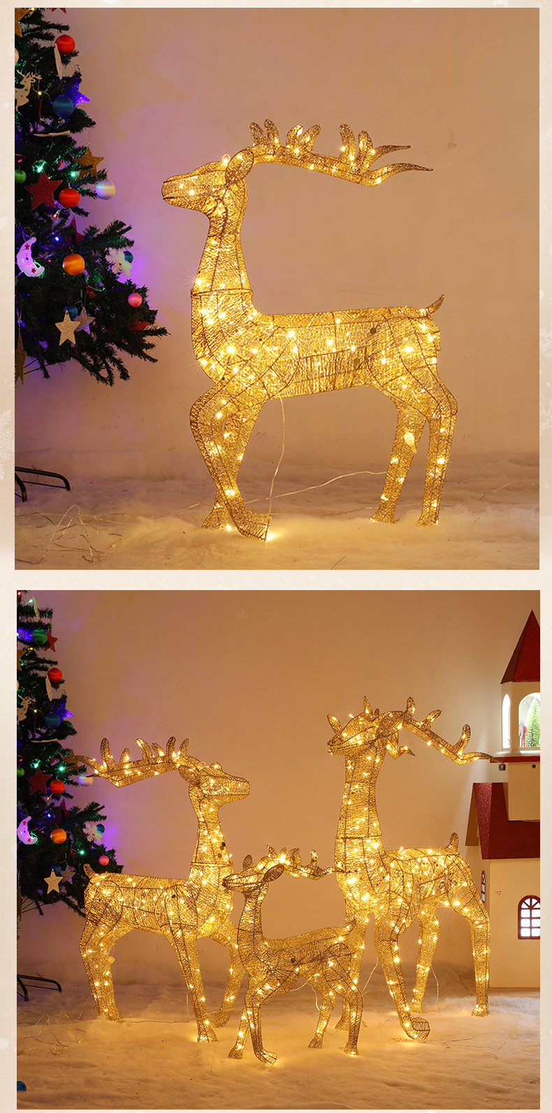 Décoration lumineuse pour centre commercial et hôtel de Noël, renne en fer forgé_voghion.com