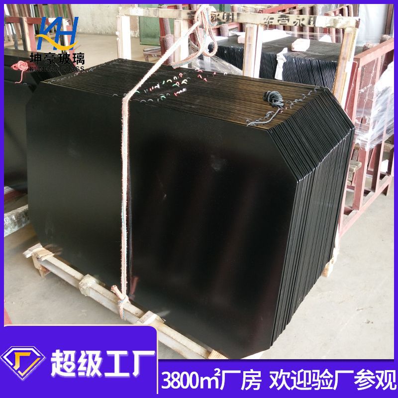 东莞玻璃厂专业生产8mm异形桌面玻璃 黑色烤漆钢化玻璃 桌面玻璃