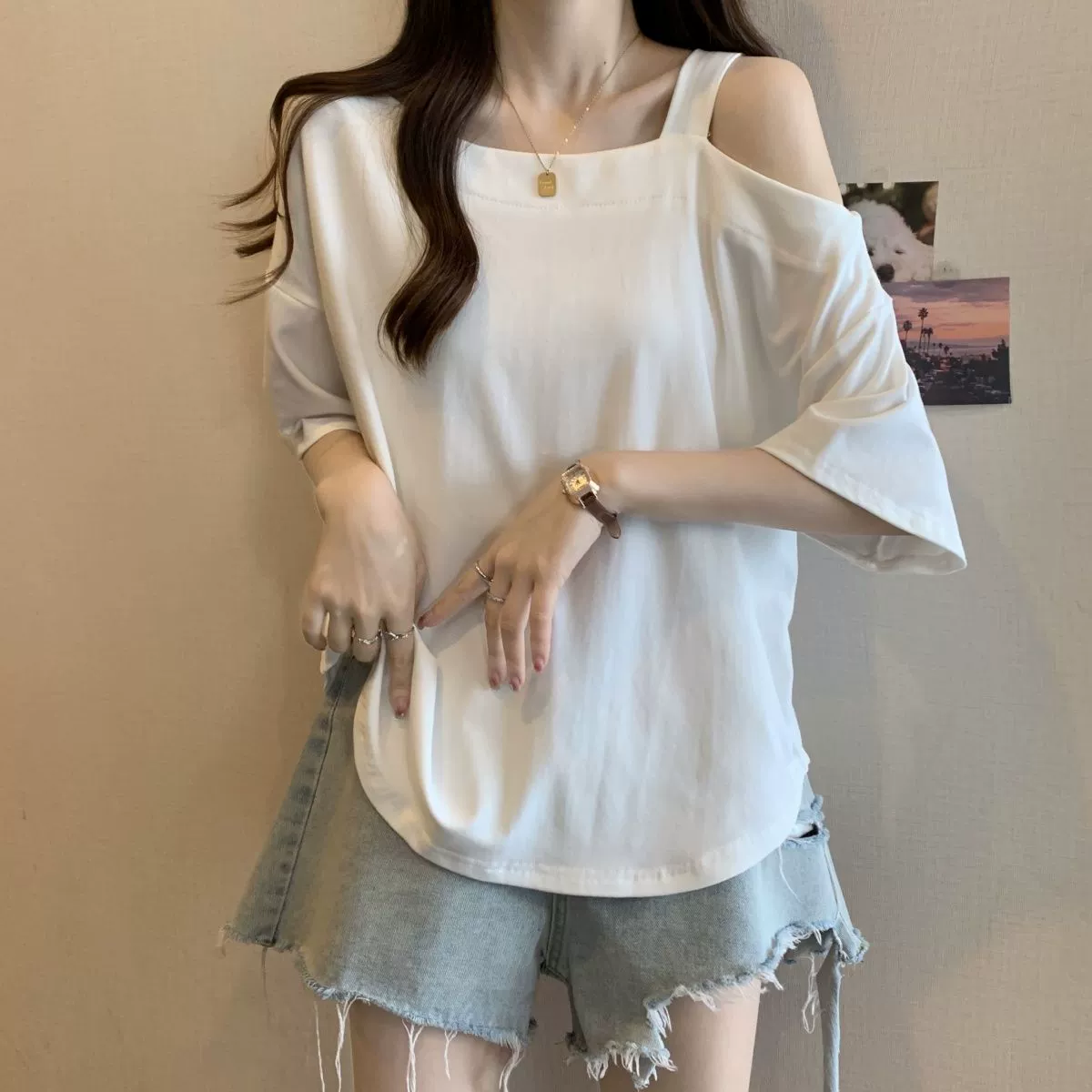 Футболка женская летняя oversize свободного кроя (плюс сайз) — короткий рукав 2–4XL, белая/чёрная