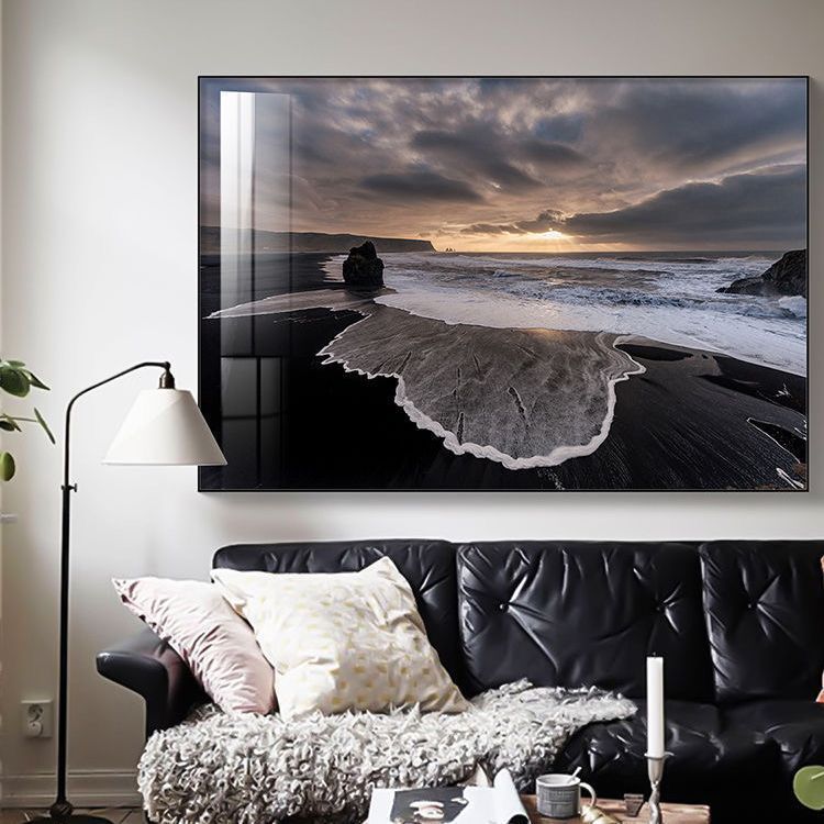 Black Beach Black and White Decorative Painting Art Living Room Modern Minimalist Painting Photography Painting High-End Office Modern Hanging Painting