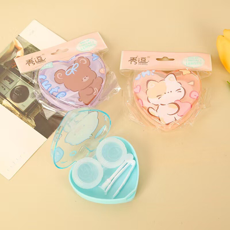 Contact Lens Box Small Business Portable Contact Lens Box Cute Cartoon Pattern Contact Lens Care Box