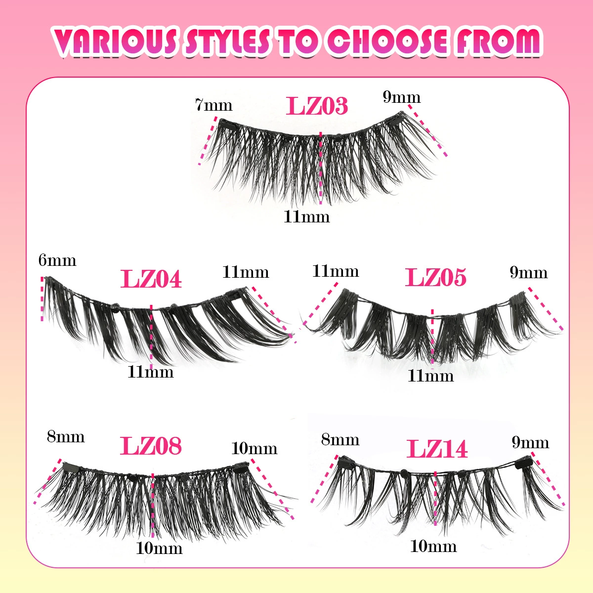 Magnetic multi-use false eyelashes, waterproof dense glue, without glue