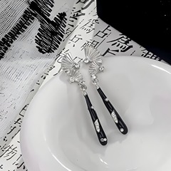 新中式国风扇形流苏耳环女小众设计复古气质百搭高级感耳饰批发