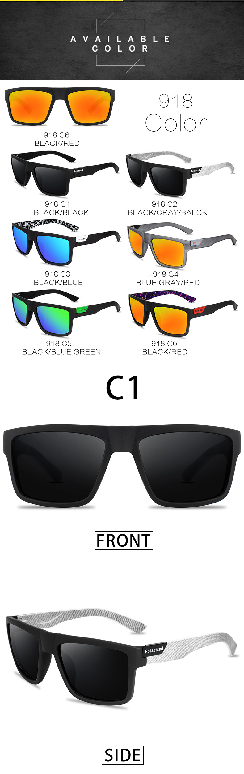 Fashion Solid Color Tac Square Full Frame Sports Sunglasses display picture 1