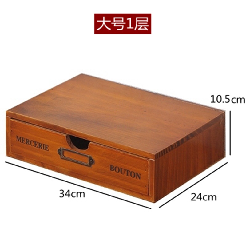 Organizador de almacenamiento de escritorio de oficina de madera sólida caja de madera zakka cajón de múltiples capas dormitorio caja de almacenamiento de cosméticos