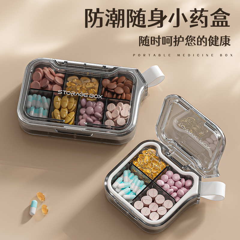 Portable Pill Box, Seven-Day-A-Week Portable Medicine Storage Box, Seven-Day-A-Week Pill Box, Sealed and Large-Capacity