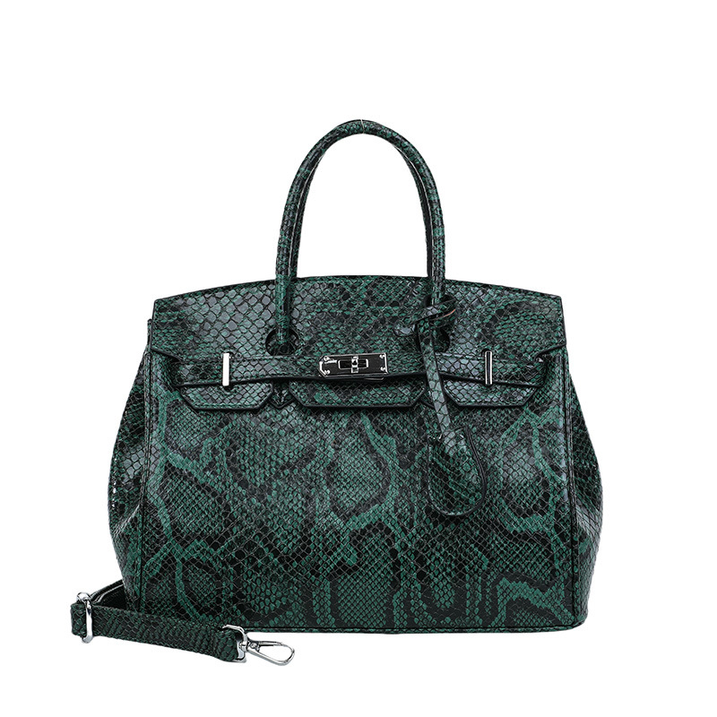 Amazon venta caliente de alta gama patrón de pitón bolso portátil Tote para mujer de alta calidad de gran capacidad bolso de mensajero de un solo hombro