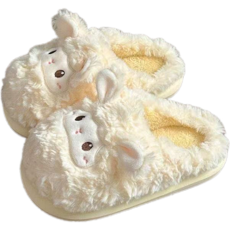Hermosas zapatillas de algodón suave de invierno para mujeres de fondo grueso de dibujos animados para interiores calentadores de algodón de peluche zapatos de invierno para mujeres lindas