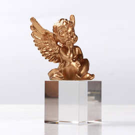 创意家居简约树脂工艺品可爱水晶小天使摆件法式桌面装饰品礼品