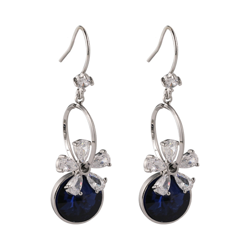 Crystal Flower Long Fashion Earrings display picture 3