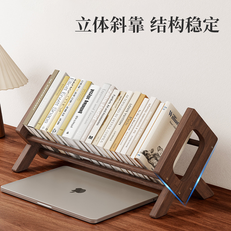 木製の本棚のデスクトップの収納棚の学生の机の横で本のスタンドを読む|undefined