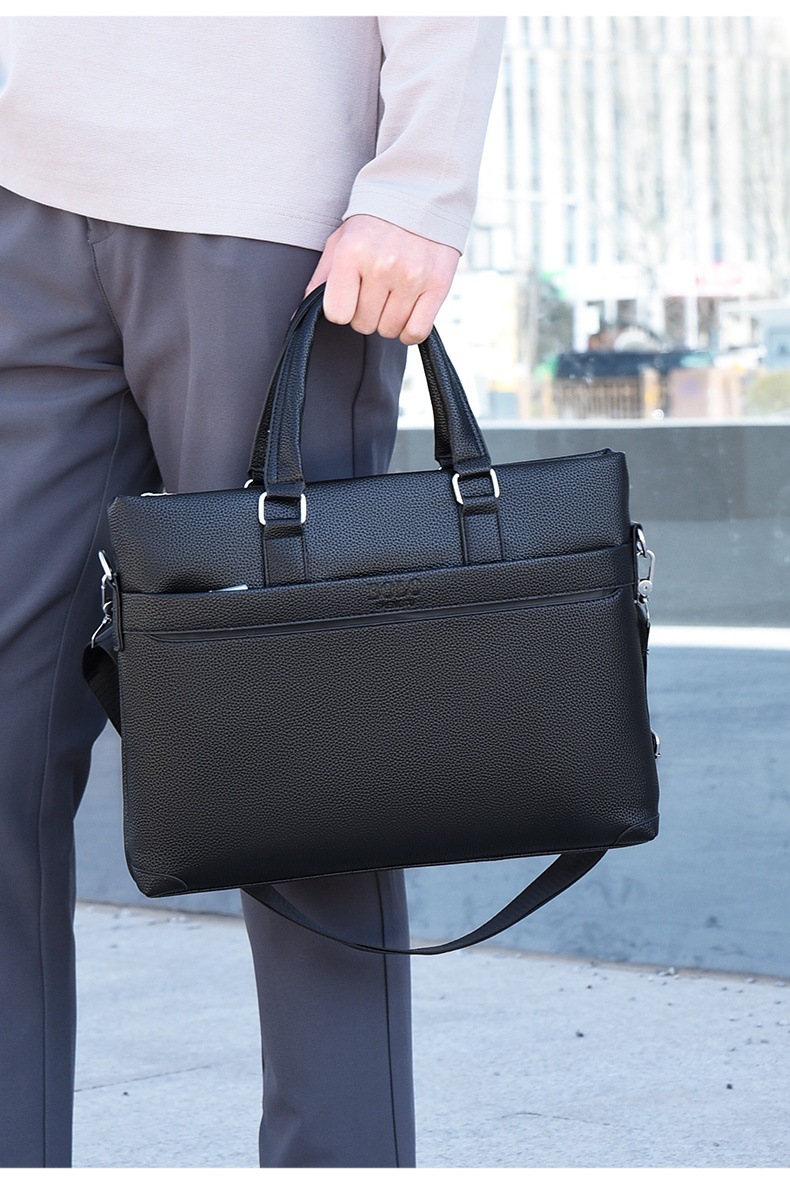 2025 Business Bag Men's laptop bag pu large Capacity Trendy single-shoulder hand-carry men's bag briefcase undefined