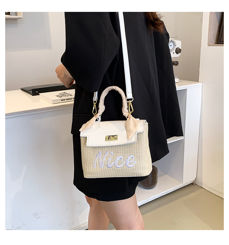 Women's Pu Leather Straw Letter Streetwear Weave Soft Surface Square Buckle Straw Bag display picture 2