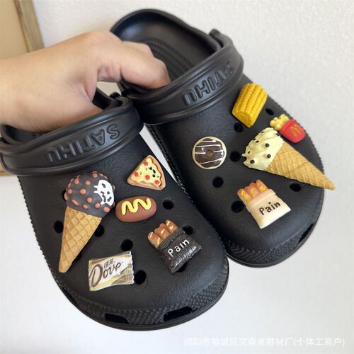 New K-pop celebrity trendy ice cream shoe buckle flower bead chain shoe flower single shoe flower shoe clip detachable