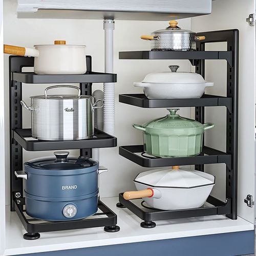 Pot Rack Specifically Designed for Storing Cookware, Kitchen Stainless Steel Shelf Organizer, Multi-layered Waterproof Sink Shelf, Household Cabinet with Divided Levels
