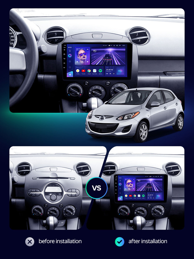 Suitable for 07-14 Mazda 2 Android Large-Screen Navigation Dvd Navigation Carplay In-Car Navigation Smart Audio and Video