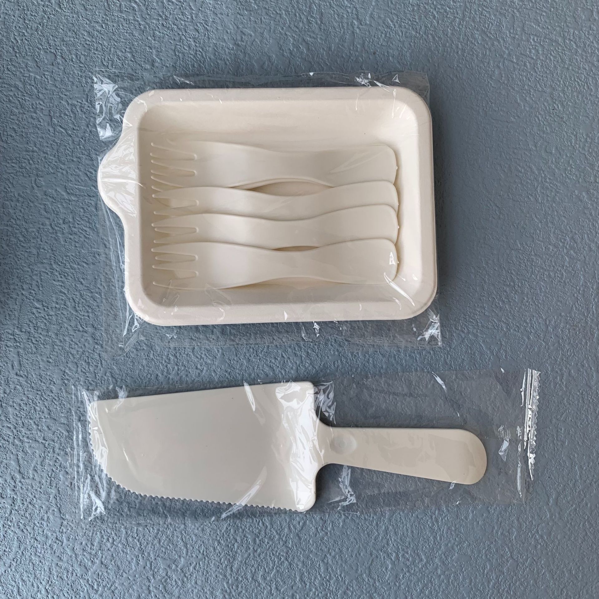 Juego de Platos y Cubiertos Desechables para Pastel, Biodegradable, para Fiesta de Cumpleaños