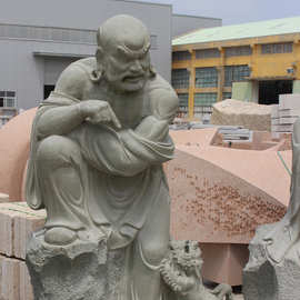 石雕十八罗汉名称图片 寺庙传统石罗汉加工 降龙伏虎欢喜罗汉雕像