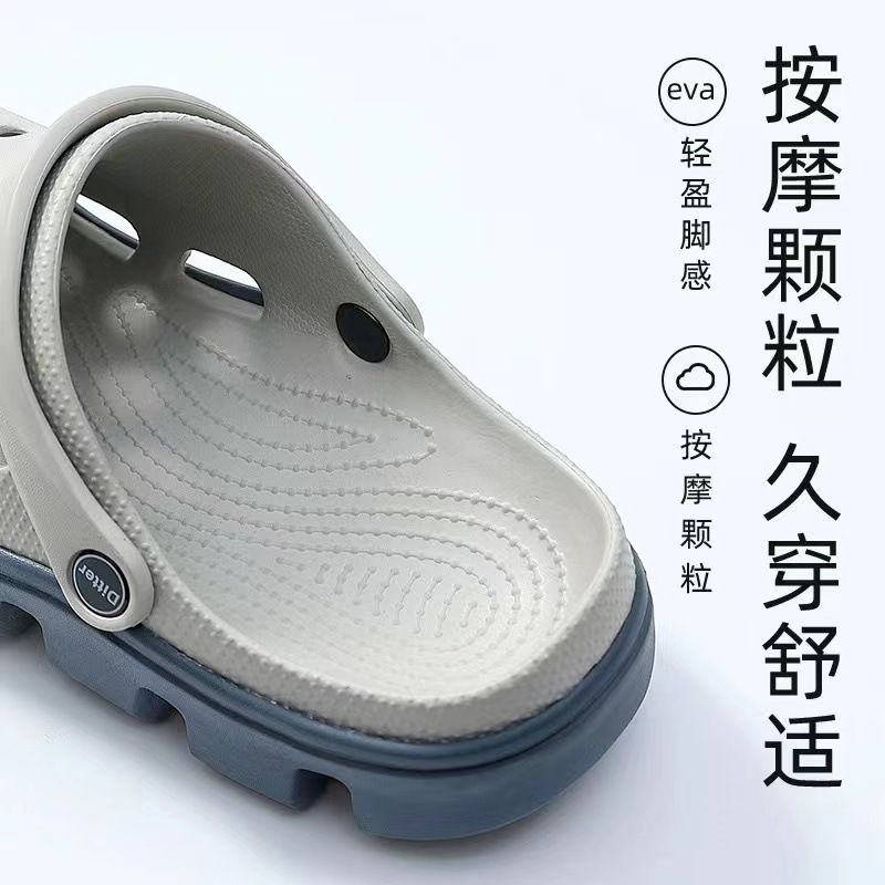 洞洞鞋男款时尚DIY夏季沙滩鞋情侣包头拖鞋软底防滑男凉鞋花园鞋|undefined