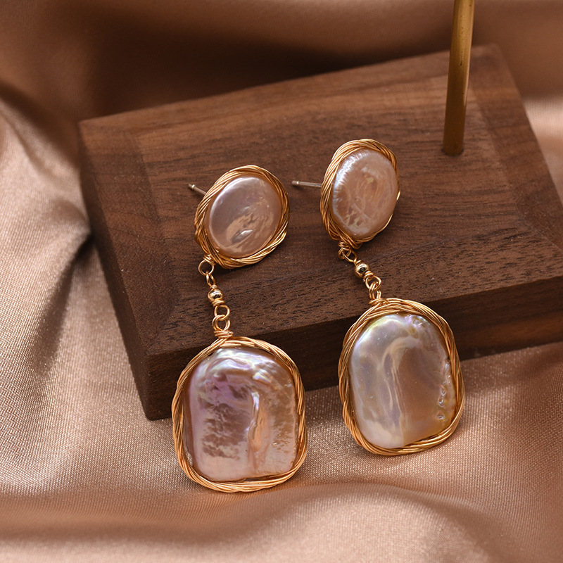 Pendientes de perlas de belleza geométrica sensación de luz barroca geométrica suministros de boda al por mayor Gran conjunto completo de pendientes de perlas