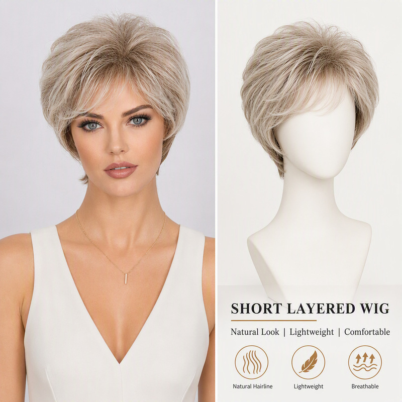 European and American Cross-Border Wigs for Women, Hot-Selling Fashion Short Curly Wigs for Middle-Aged and Elderly Women, Factory Direct Dropshipping