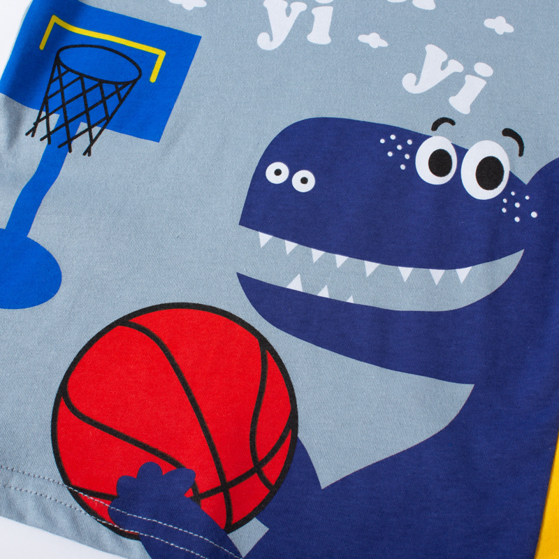 Ser superior ropa para niños camiseta para niños verano coreano dibujos animados dinosaurio bebé superior puro algodón INS suministro directo de fábrica entrega