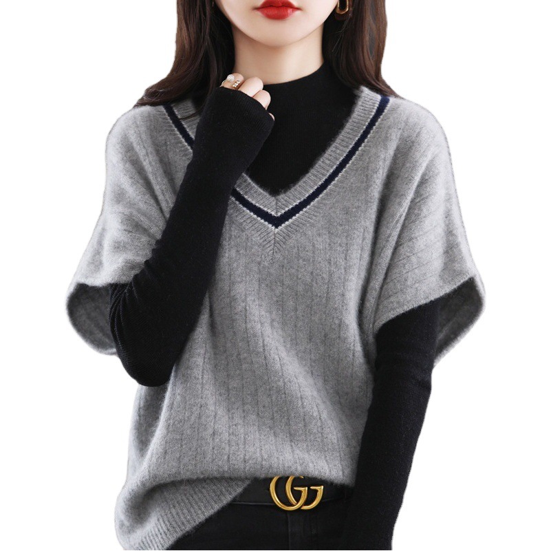 Chaleco para mujer para usar al aire libre en otoño 2024, nuevo estilo, chaleco sin mangas de punto, chaleco de punto con cuello en V, estilo coreano, chaleco de punto para mujer, otoño e invierno image 1