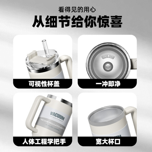 Ice Boss 304 Stainless Steel Large-Capacity 40oz Car Mug: Double-Use, Cold- & Heat-Insulated Coffee Cup for On-the-Go Beverage Enjoyment