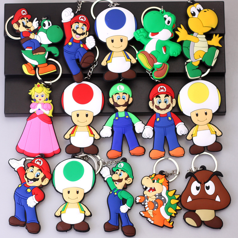 Super Mario Mario Keychain Pendant Luigi Princess Kuba Mary Cartoon Game Doll Hanging Ornaments