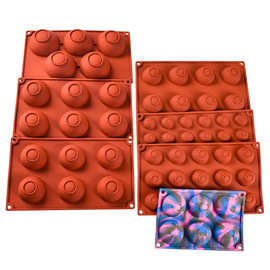 6连半圆硅胶蛋糕模具慕斯巧克力布丁果冻半球烘焙圆形模厂家直销