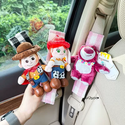 Authentic Buzz Lightyear Woody car seatbelt shoulder pad plush toy car interior decoration new car gift