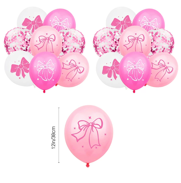 Fuchsia balloon with bow, 16 pieces