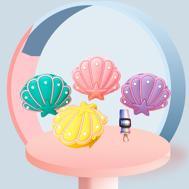 2025 Cute Mini Shell Silicone Children's Bag Baby Girl Crossbody Coin Purse Apple iPhone Earphones