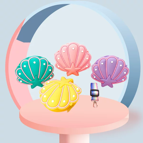 2025 Cute Mini Shell Silicone Children's Bag Baby Girl Crossbody Coin Purse Apple iPhone Earphones