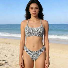 新款亚马逊跨境爆款分体bikini欧美波点性感辣妹游泳衣比基尼女