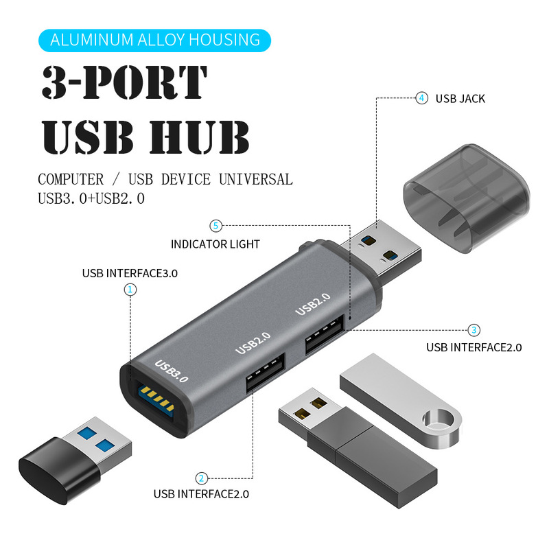USB 3.0 splitter laptop USB3.0 extender 3-port hub one-to-three docking station