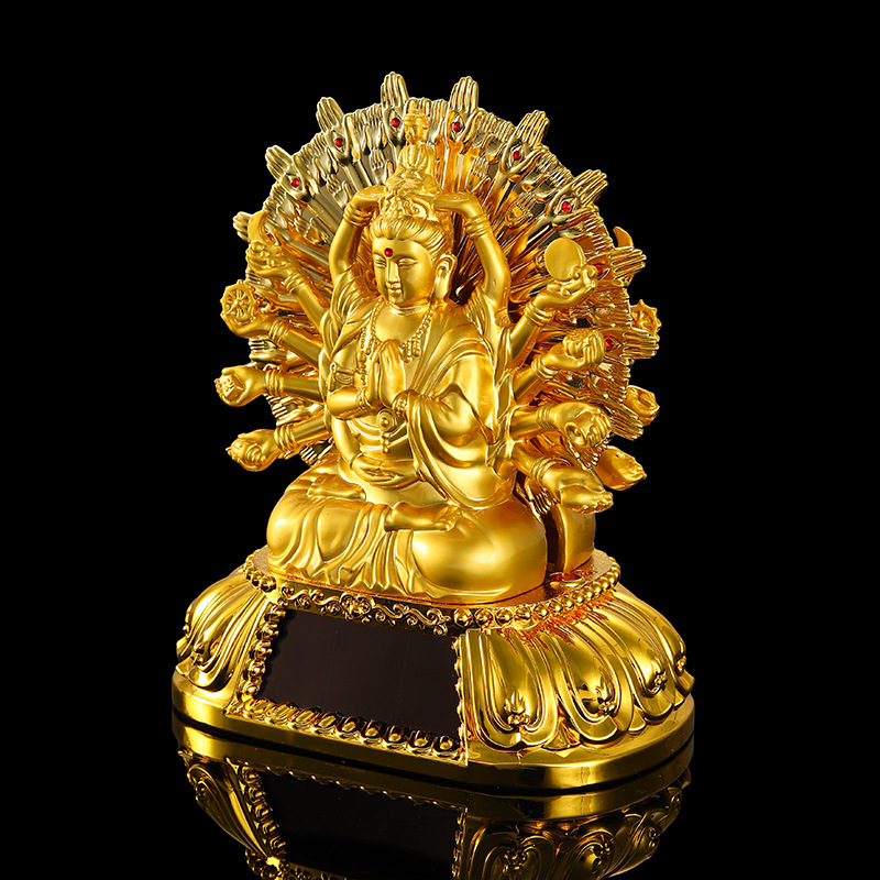 Car solar wheel car decoration alloy double-sided thousand-handed Guanyin ornaments car interior accessories decoration car ornaments