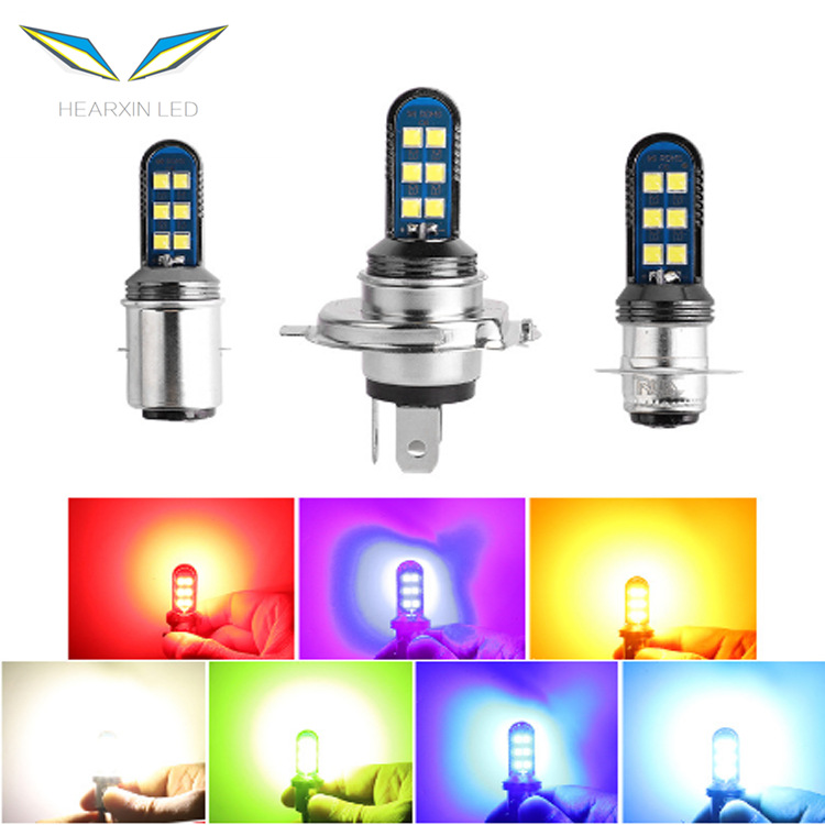 Motorcycle headlight H4 H6P15D electric car far and near light integrated LED bulb 3030 high power wide voltage