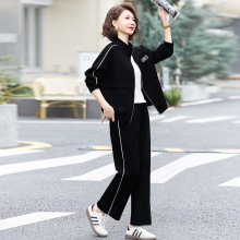 2025春季新款妈妈装休闲套装两件套宽松外套+长裤中老年女装批发