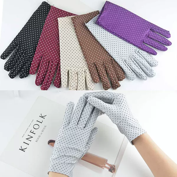 Sun Protection Gloves Women's Spring, Summer and Autum Thin Outdoor Cycling Dot Spandex Gloves Single Layer Thin Gloves
