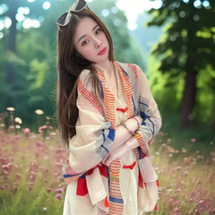 女性のための夏の日焼け止めショール 2025 新しいスタイルのボタン付きロングエスニックスタイル旅行写真薄いビーチシルクスカーフマント