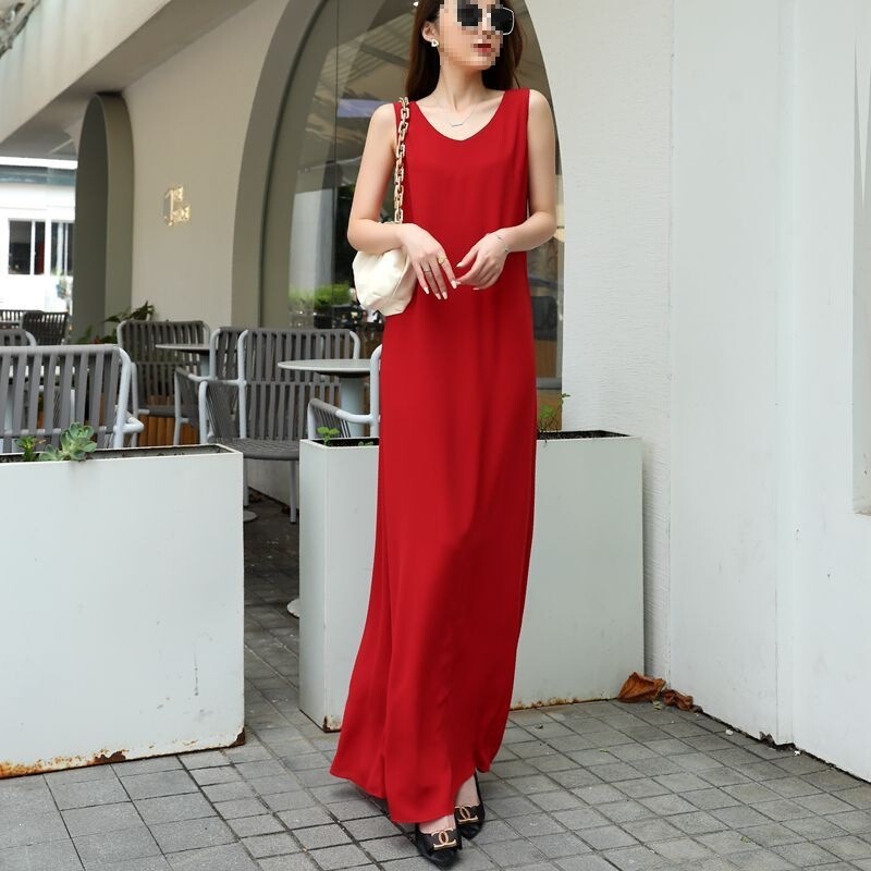 Popular Chiffon Dress for Summer, Plus Size, High-Waisted A-Line Dress, Ultra-Long Skirt, Loose Floor-Length Slip Dress Popular Chiffon Dress for Summer, Plus Size, High-Waisted A-Line Dress, Ultra-Long Skirt, Loose Floor-Length Slip Dress