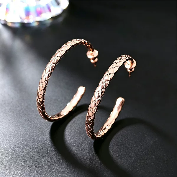 New Diamond-Studded Rhombus Pattern Earrings for Women, Liu Wen's Same Style Large Hoop Earrings, Classic Aura, Exquisite Craftsmanship, Personalized Silver Needle Earrings