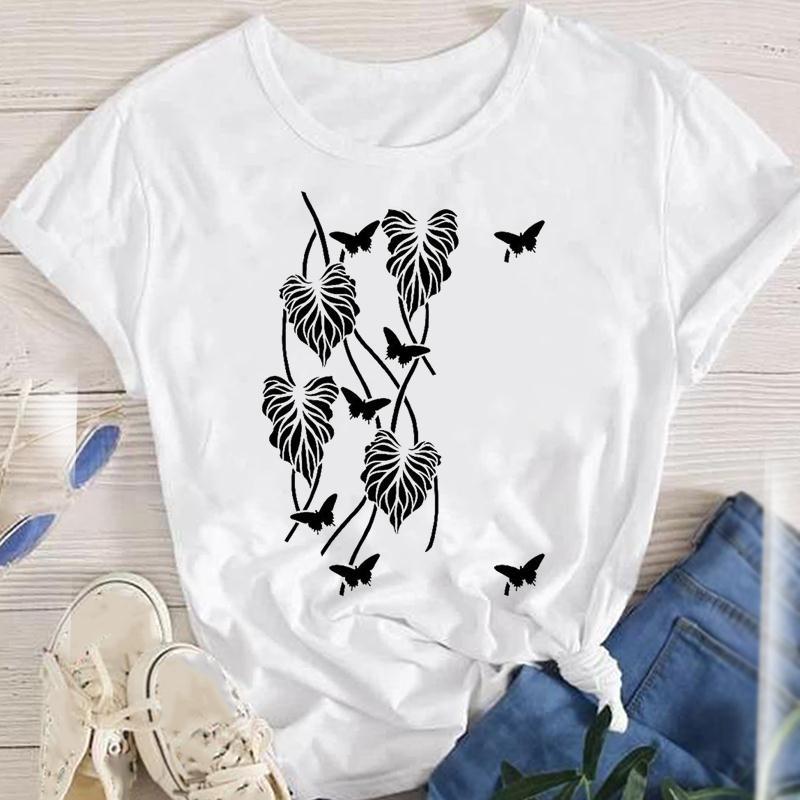 Women's T-shirt Short Sleeve T-shirts Printing Fashion Flower display picture 20