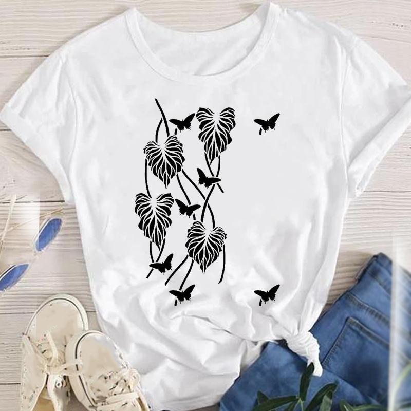 114g Weight Short Sleeve Sleeve Length Pullovers Placket Type Regular Sleeve Sleeve Type Polyester Fabric Type Regular Top Length T-shirt Tops Type Daily Occasion Round Neck Neckline Breathable Function Regular Fit Fit Type Flower Pattern Summer, Spring, Autumn Season Women'S Gender Printing Design Fashion Style Wholesale Women'S Fashion Flower Short Sleeve Printing T-Shirts 19