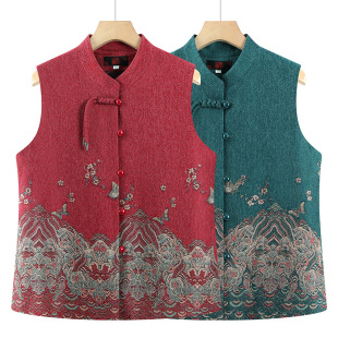 Vest for Elderly Women, Grandma's Spring Vest Jacket, Plus-Size Mom's Sleeveless Coat, Elderly Clothing for Spring and Autumn, Lady's Outerwear